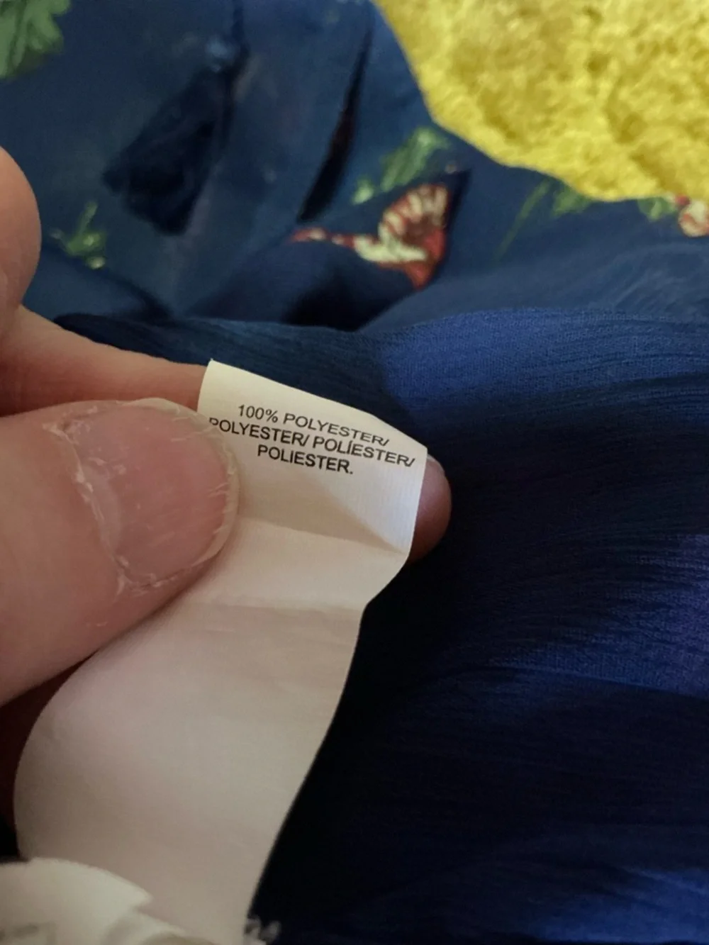 Lucky Brand Navy Floral Boho Blouse Tassel Tie Neck Sheer Peasant Top XS - Picture 4 of 10